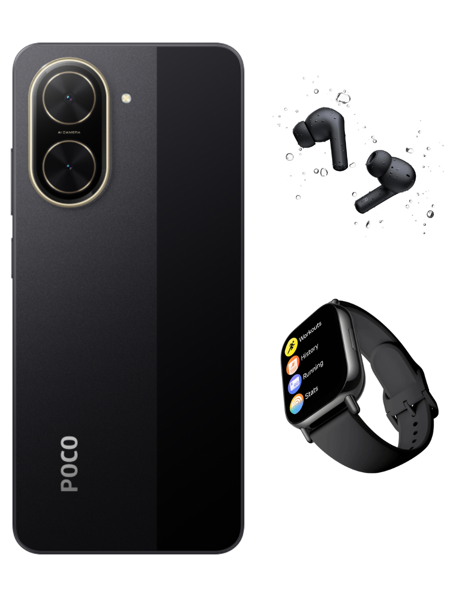 Foto 3 pulgar | Bundle Xiaomi Poco C71 128gb Rom Xiaomi Negro Incluye Xiaomi Bunds 4 Active Negros Y Watch 5 Lite Negra