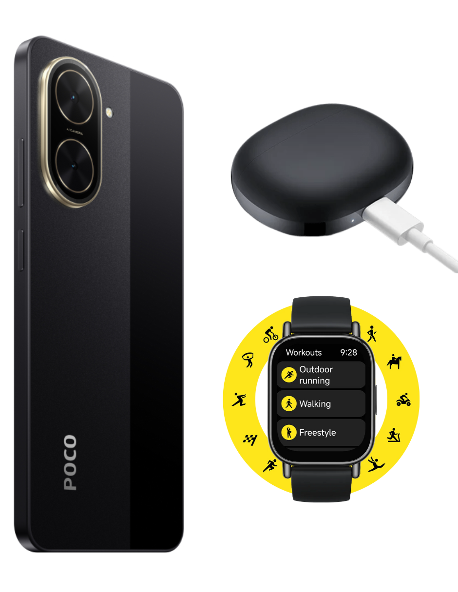 Foto 3 | Bundle Xiaomi Poco C71 128gb Rom Xiaomi Negro Incluye Xiaomi Bunds 4 Active Negros Y Watch 5 Lite Negra