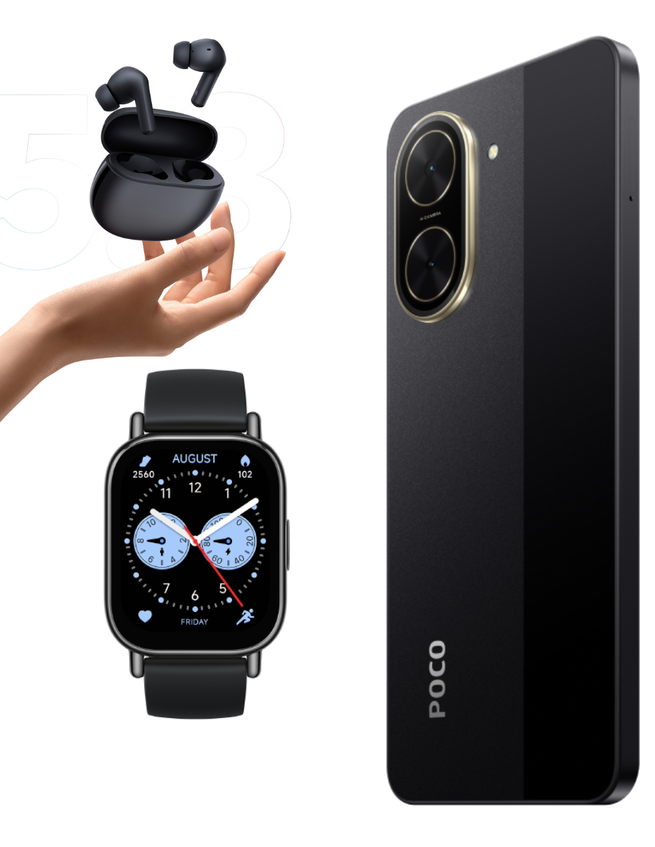 Foto 4 | Bundle Xiaomi Poco C71 128gb Rom Xiaomi Negro Incluye Xiaomi Bunds 4 Active Negros Y Watch 5 Lite Negra