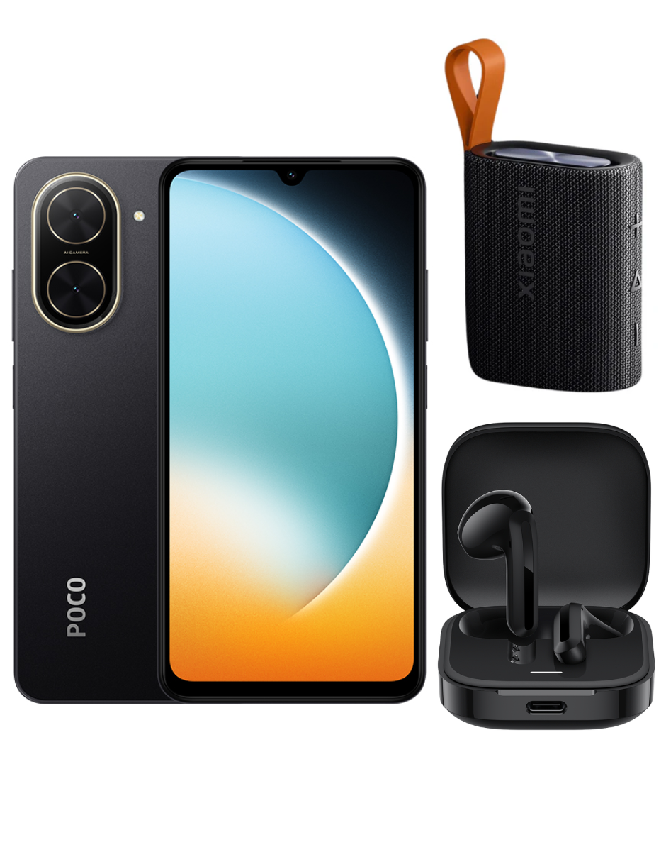 Bundle Xiaomi Poco C71 128gb Rom Xiaomi Negro Incluye Xiaomi Bunds 6 Active Negros Y  Xiaomi Sound Pocket