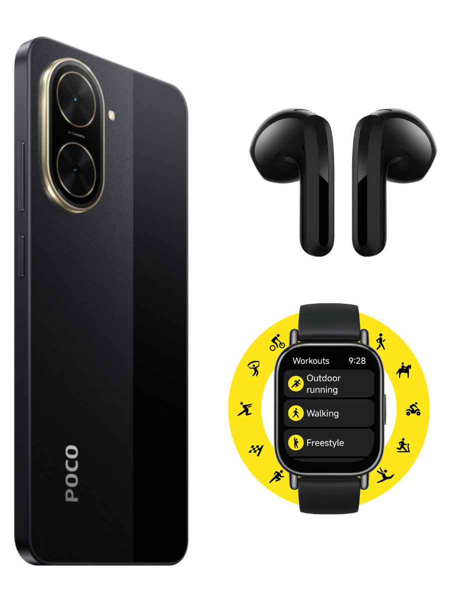 Foto 4 pulgar | Bundle Xiaomi Poco C71 128gb Rom Xiaomi Negro Incluye Xiaomi Bunds 6 Active Negros Y Watch 5 Lite Negra