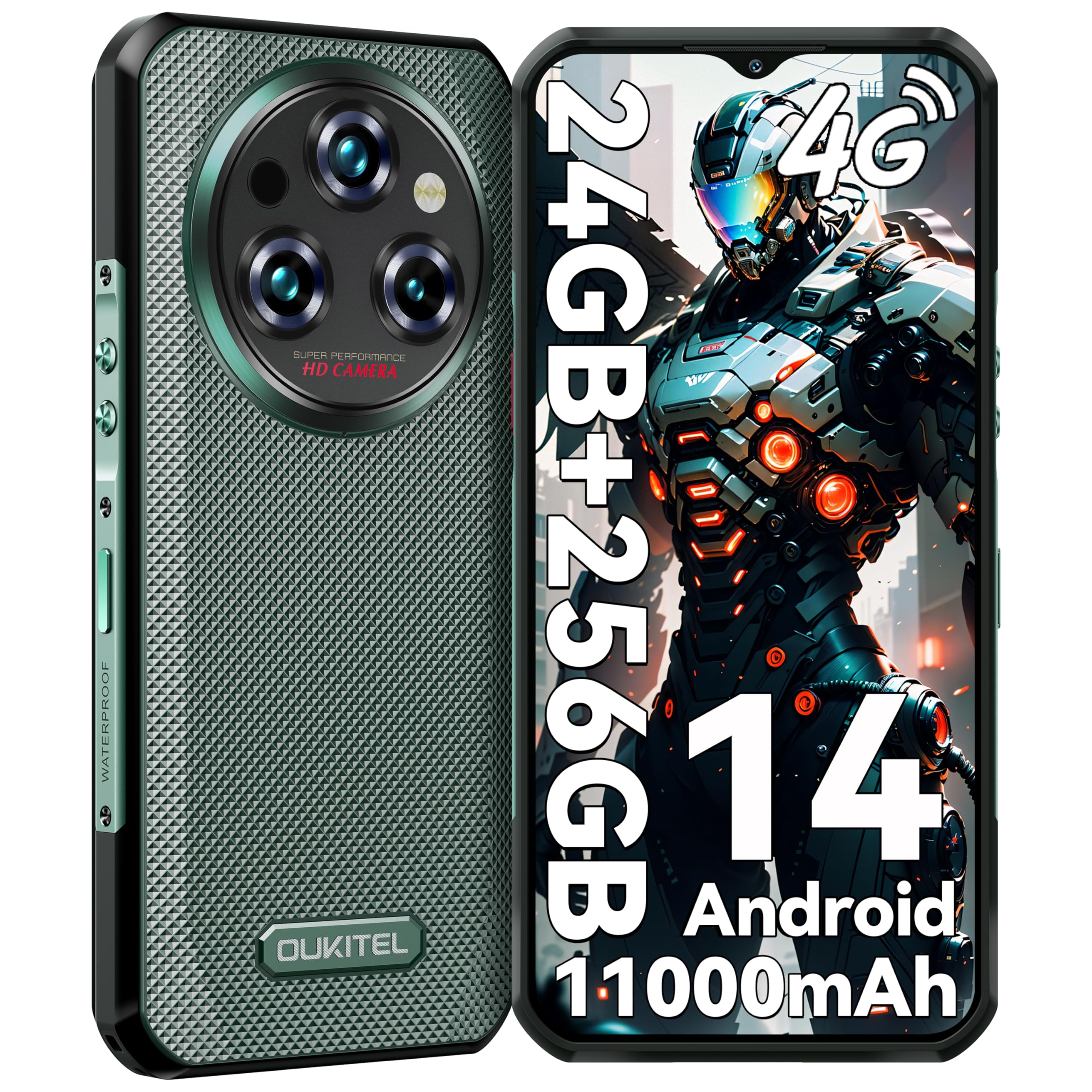Teléfono Robusto Oukitel Wp35s Desbloqueado De 24 Gb+256 Gb Android 14 Verde - Venta Internacional.
