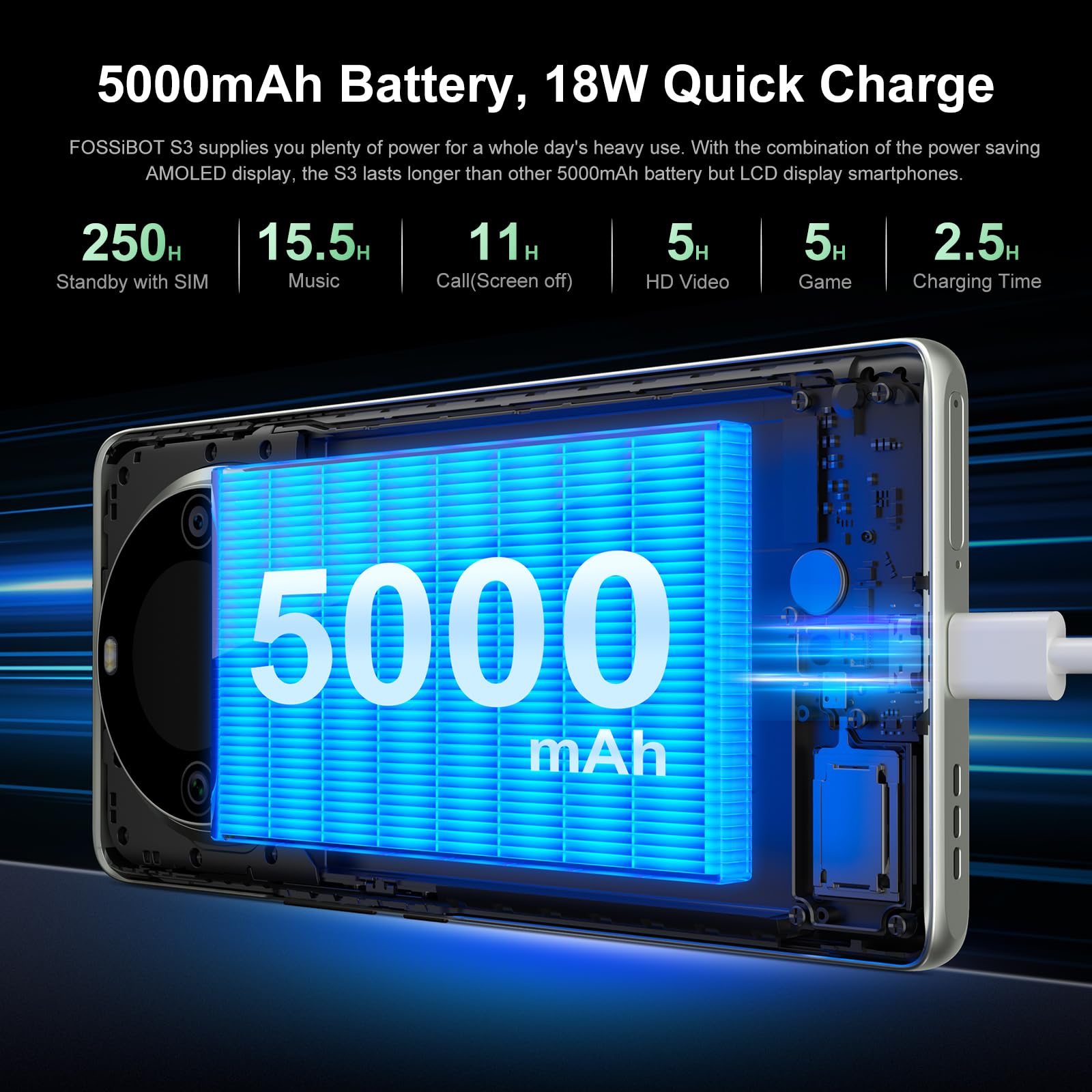 Foto 6 | Smartphone Fossibot S3 Pro Desbloqueado de 20 gb+128 gb 64 mp+8 mp+2 mp - Venta Internacional