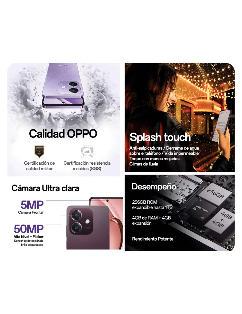 Foto 5 pulgar | Smartphone  Oppo A40 Lila 4 Gb  256 Gb