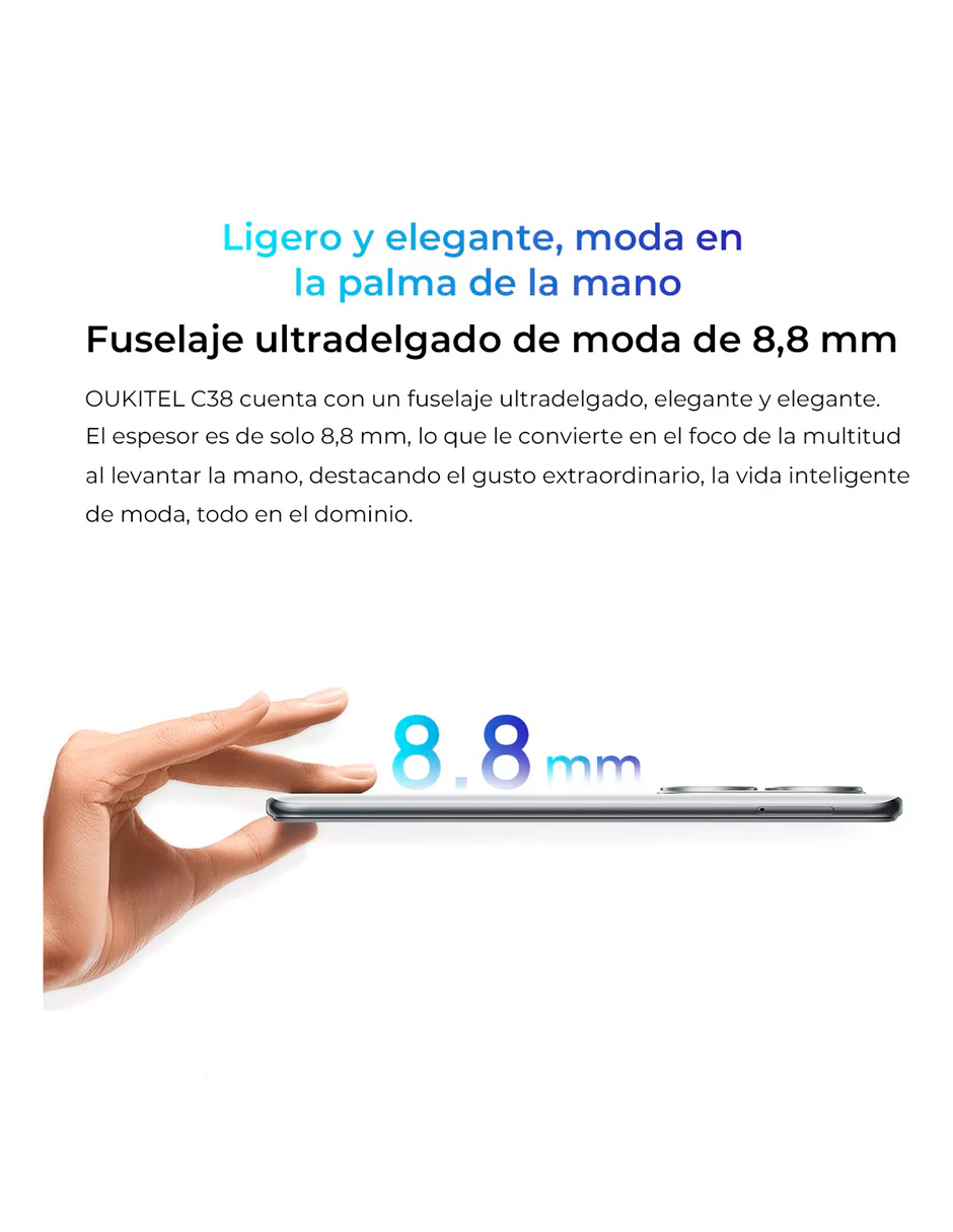 Foto 5 pulgar | Celular Oukitel C38 Liberado Dual Sim 256 GB Negro
