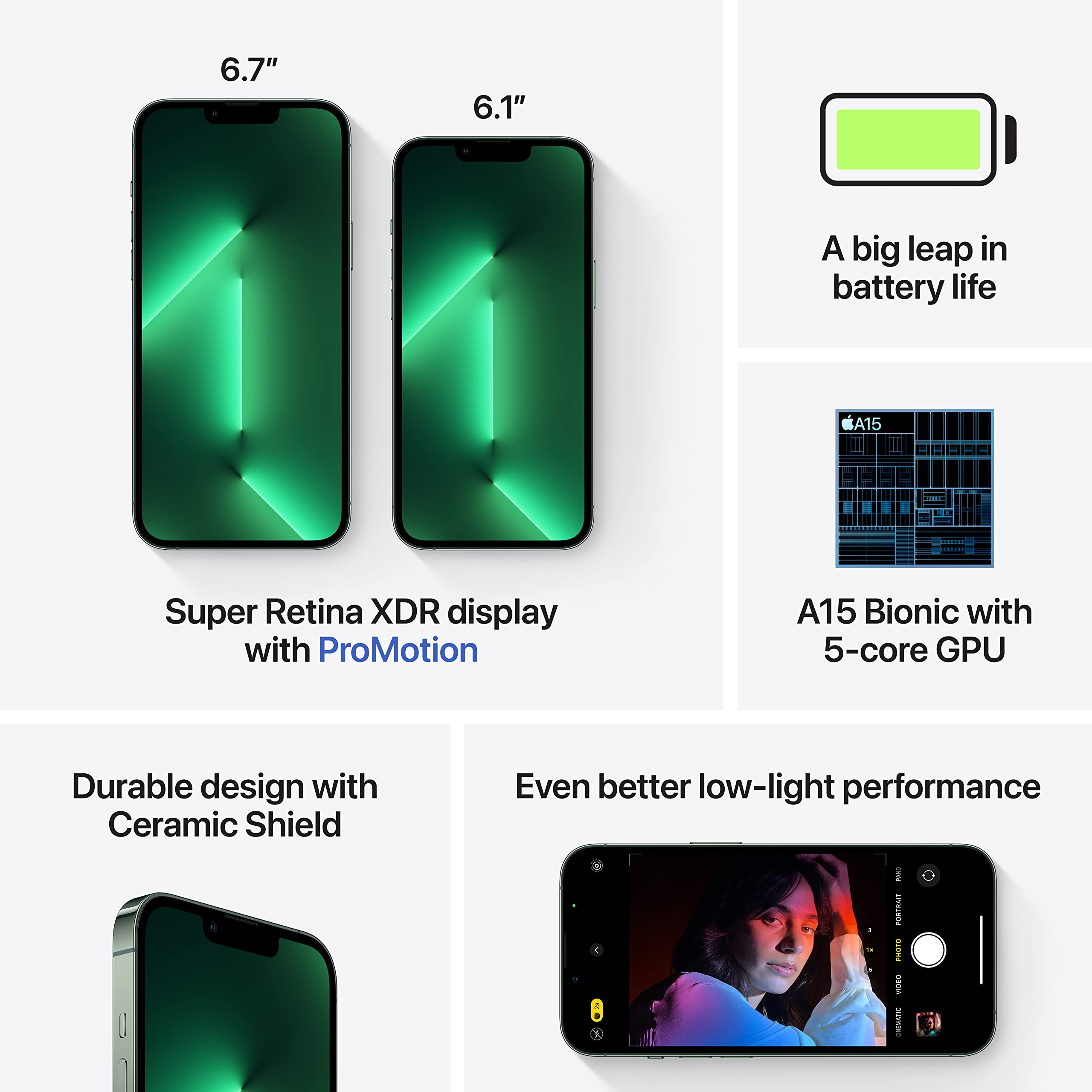 Foto 6 pulgar | Smartphone Apple Iphone 13 Pro 256gb Verde Alpino Bloqueado - Venta Internacional.