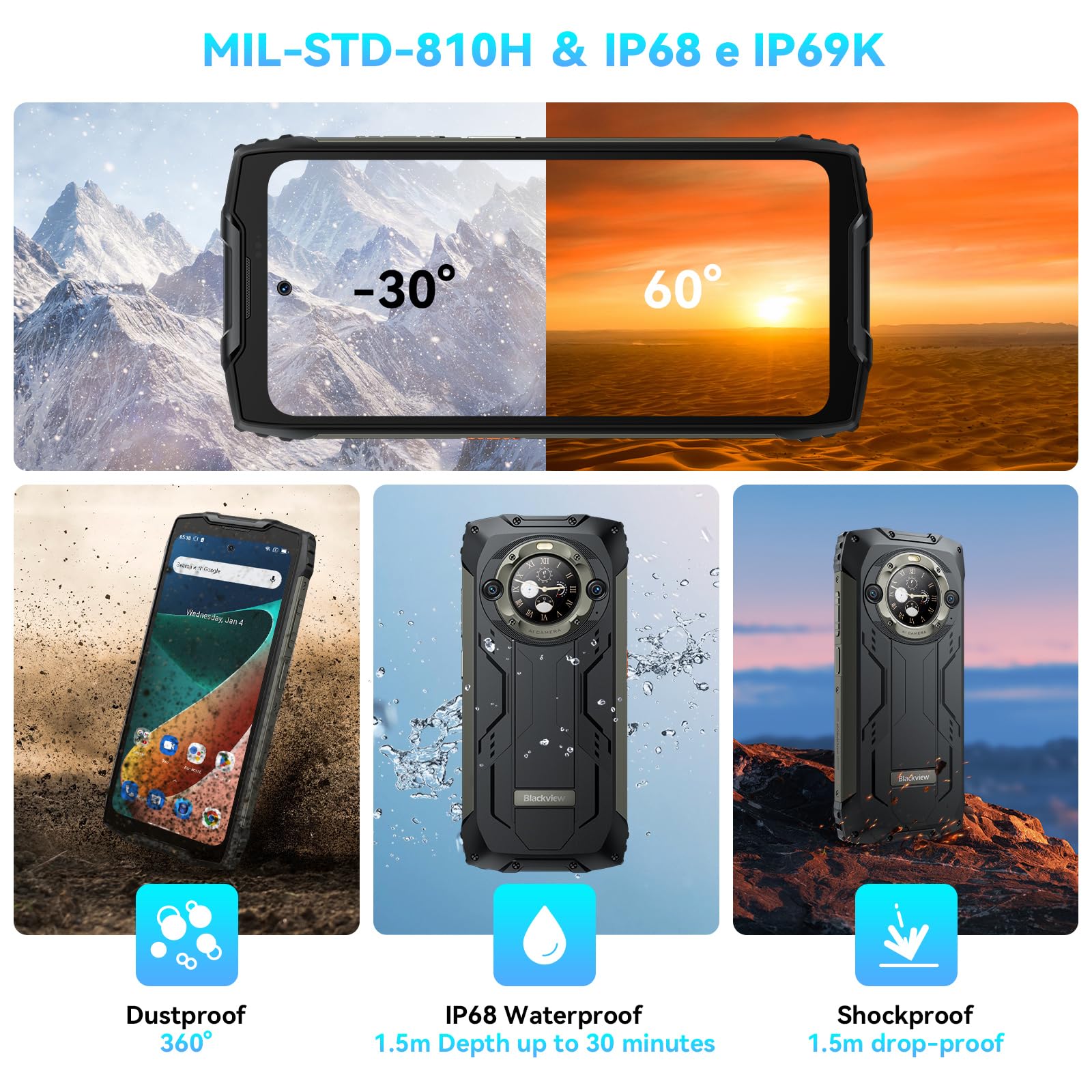 Foto 8 pulgar | Celular Blackview Bv9300 Pro Liberado 24 Gb Negro-Venta Internacional