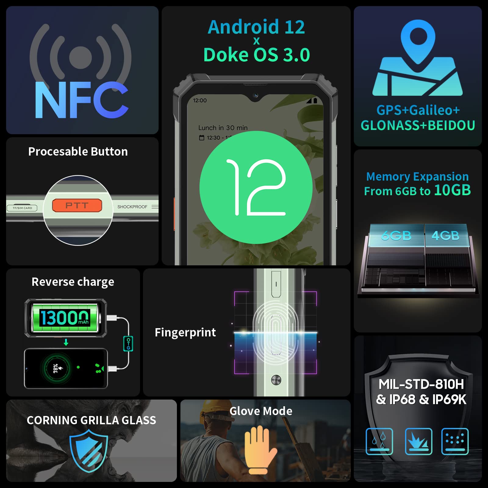 Foto 7 pulgar | Blackview Bv7100 Desbloqueado 10 Gb + 128 Gb Android 12 - Venta Internacional