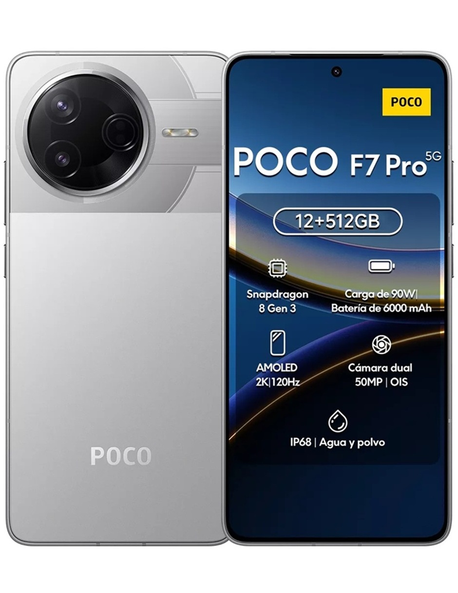 Foto 2 pulgar | Celular Xiaomi Desbloqueado Poco F7 Pro 5g 512gb 12gb Ram Plata