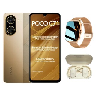 Foto 1 | Bundle Xiaomi Poco C71 128gb Rom Xiaomi Dorado Incluye Smartwatch-y13 + Audífonos G-tide Ows2