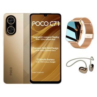 Foto 1 | Bundle Xiaomi Poco C71 128gb Rom Xiaomi Dorado Incluye Smartwatch-y13 + Audífonos G-tide Ac01