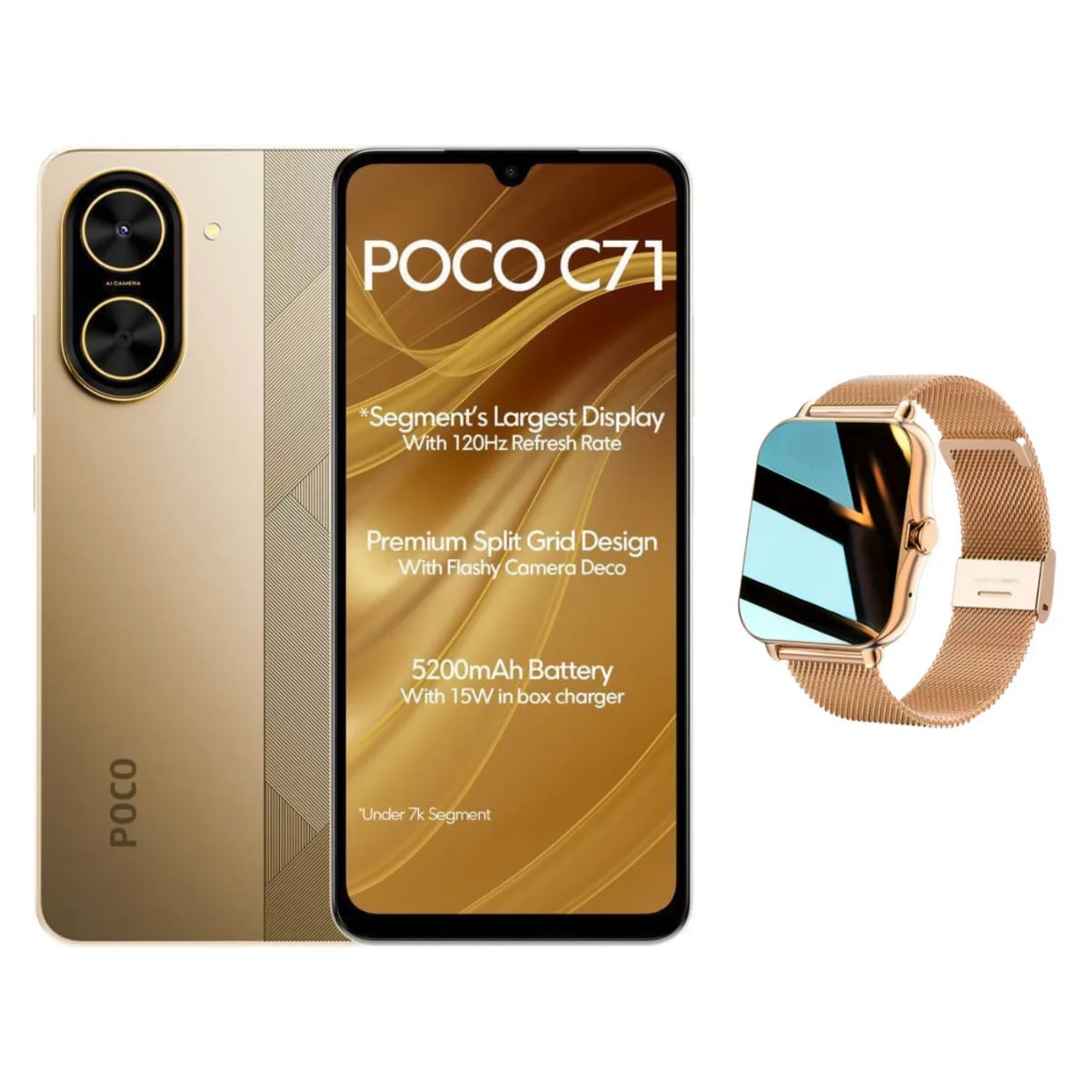 Celular Xiaomi Poco C71 128 GB Dorado + Smartwatch-Y13 $3,259
