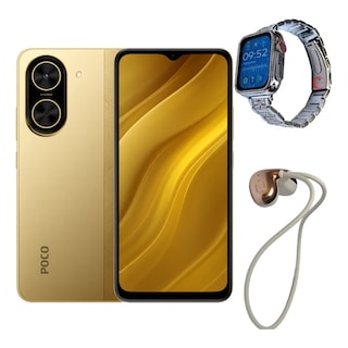 Foto 1 | Celular Xiaomi Poco C71 128 GB Dorado + Smartwatch Bossney BS K2310 + Audífonos G-Tide AC01