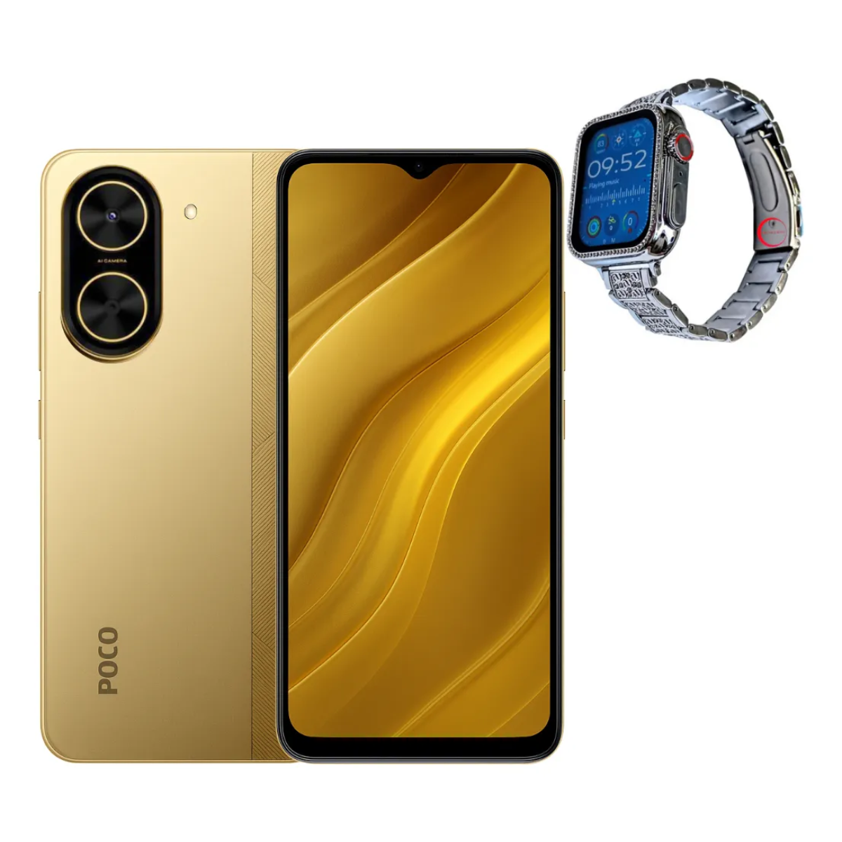 Foto 1 | Celular Xiaomi Poco C71 128 GB Dorado con Smartwatch Bossney Bs K2310