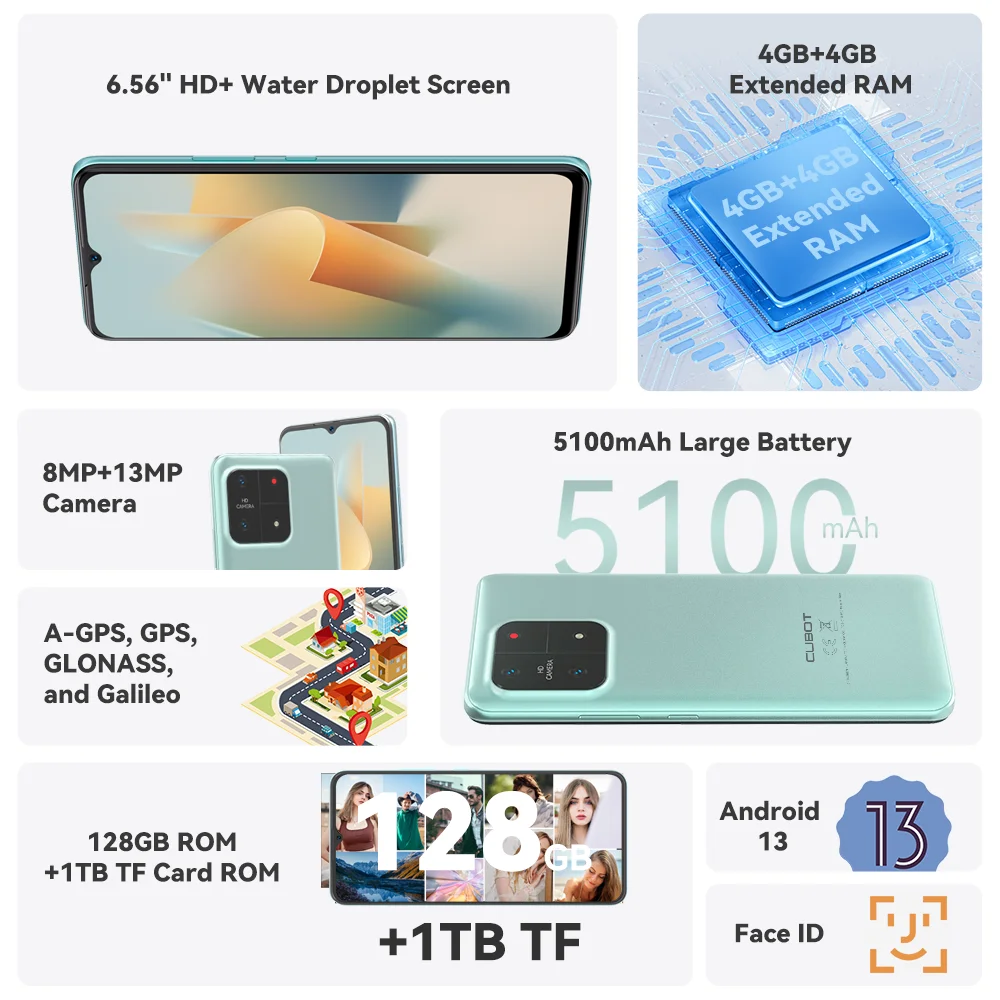 Foto 3 pulgar | Smartphone Cubot A1 Con Pantalla Hd+ de 6,56 " 8 Gb De Ram, 128 Gb De Rom 4g - Venta Internacional
