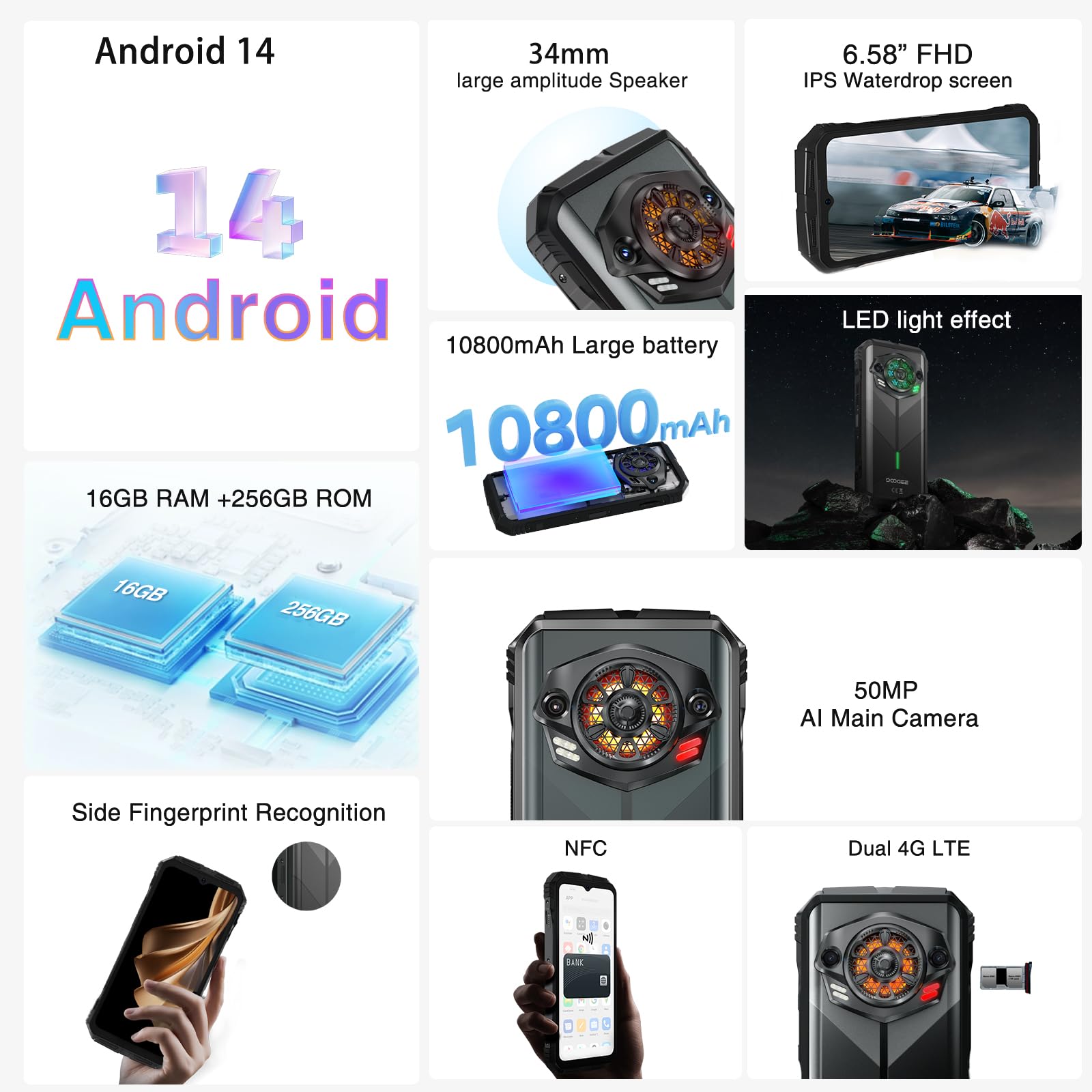 Foto 7 pulgar | Smartphone Doogee S Punk Rugged Desbloqueado 16gb+256gb Android 14 - Venta Internacional.