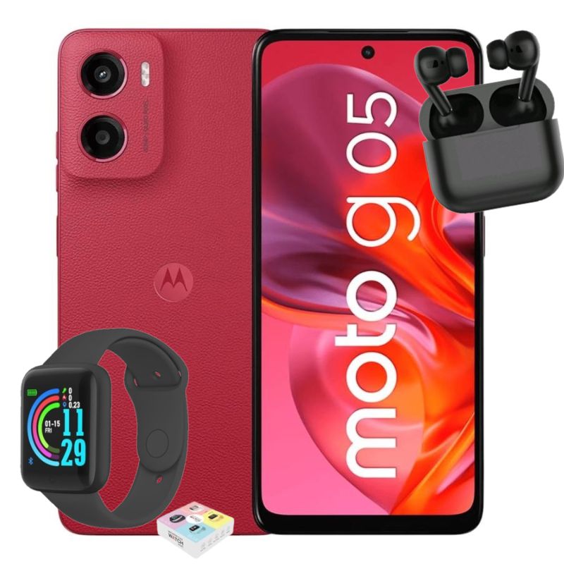 Foto 2 pulgar | Motorola Moto G05 Dual Sim 128gb 4ram Rojo+ Watch Y Air Pods