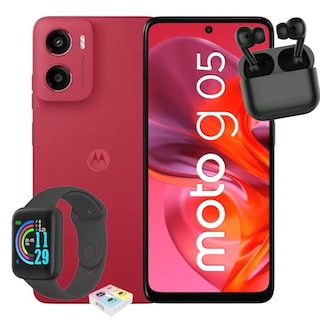 Foto 1 | Motorola Moto G05 Dual Sim 128gb 4ram Rojo+ Watch Y Air Pods