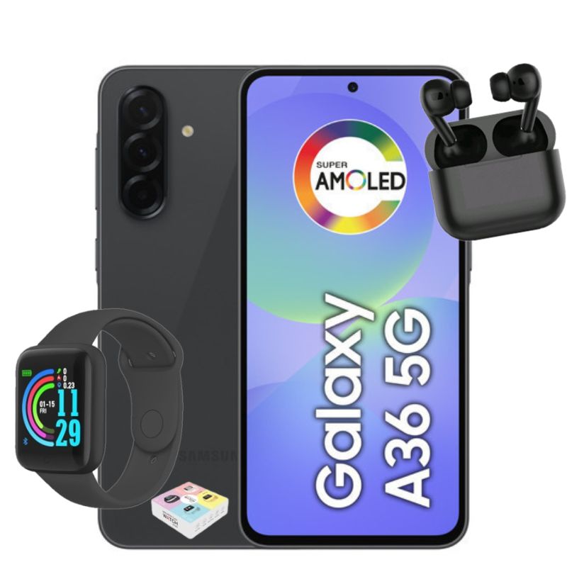 Foto 2 pulgar | Celular Samsung Galaxy A36 5g Dual Sim 128 Gb Negro+ Watch y Air Pods