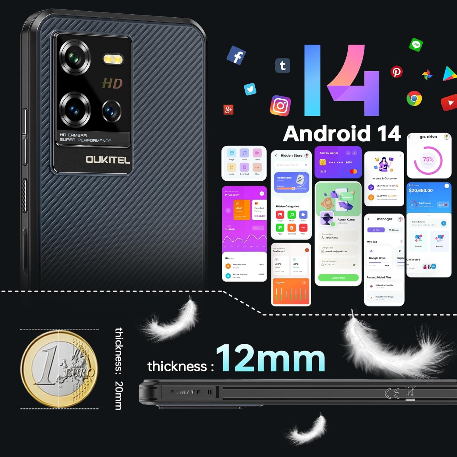 Foto 7 | Teléfono Móvil Oukitel Wp50 5g 12gb Ram 256gb Rom 6500mah Android 14 - Venta Internacional.