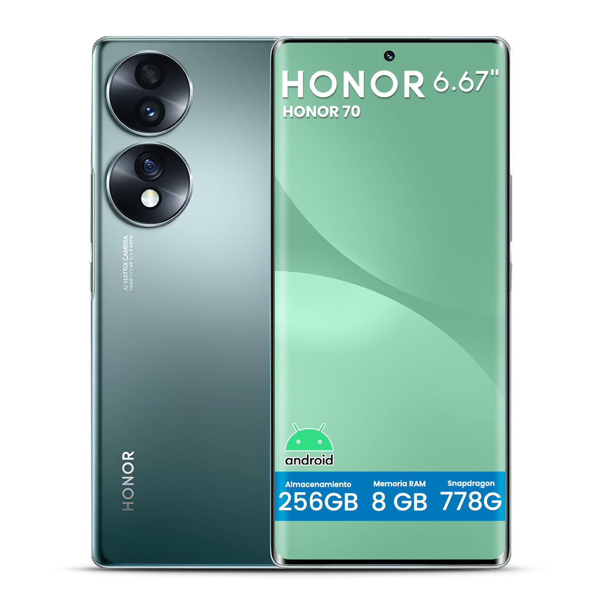 Foto 2 pulgar | Celular Honor 70 Liberado 256 GB Verde Esmeralda