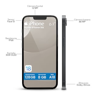 Foto 8 | Celular Apple Iphone 16e 128gb 6.1'' 2k Negro