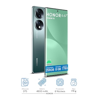 Foto 2 | ''combo Celular Honor 70 5g Snapdragon 778g Plus 8gb 256gb 6.67'''' Fhd+ Verde Esmeralda + Mochila ''