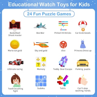 Foto 4 | Reloj Inteligente Phyulls con 24 Juegos Despertador y Cámara para Niños - Venta Internacional