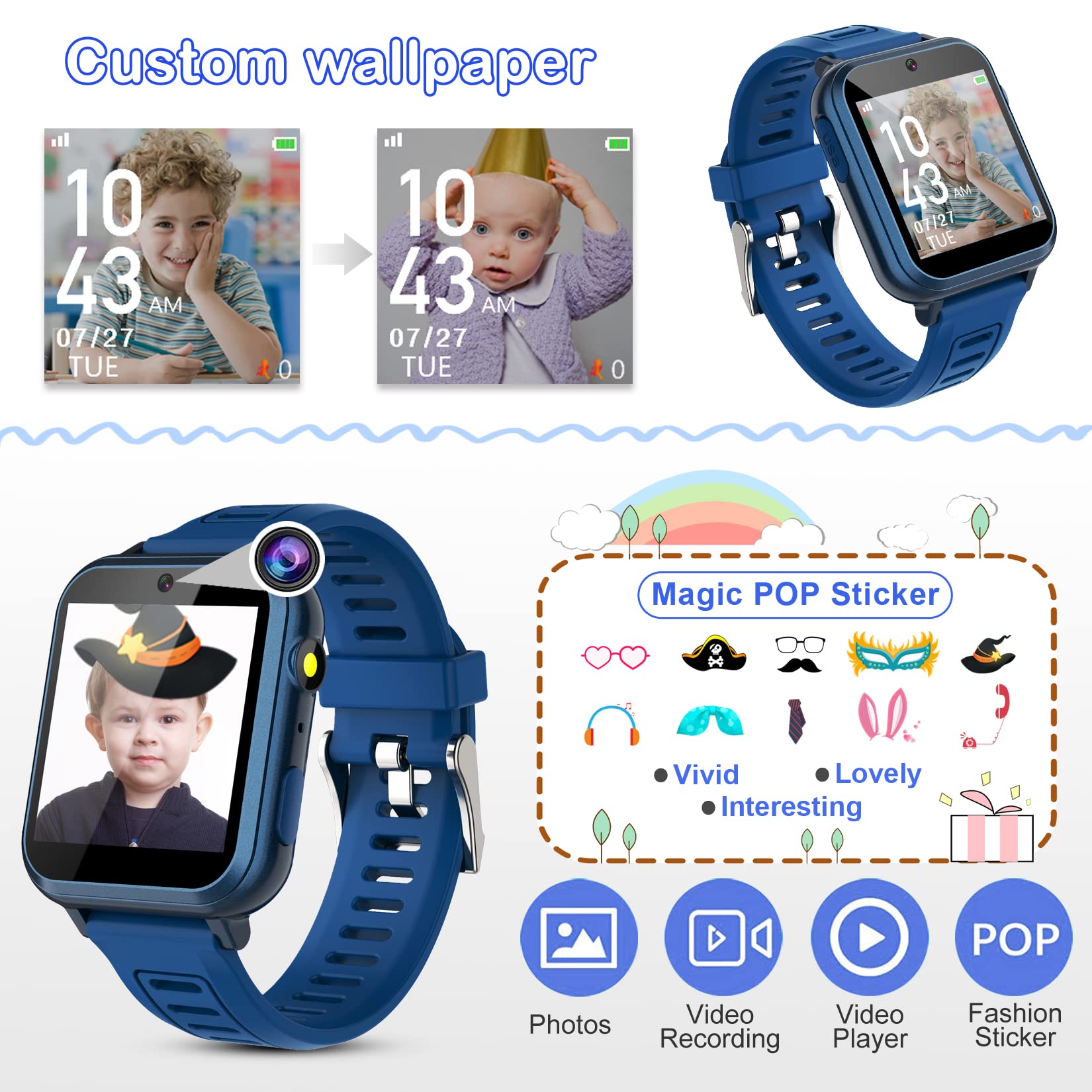 Foto 6 pulgar | Reloj Inteligente Phyulls con 24 Juegos Despertador y Cámara para Niños - Venta Internacional