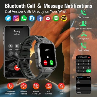 Foto 2 | Reloj Inteligente Hvlgmrc Military para Hombre con Monitor de Llamadas y Actividad Física - Venta Internacional