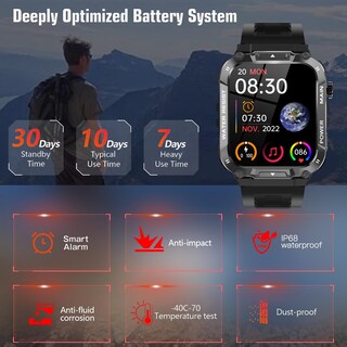 Foto 4 | Reloj Inteligente Hvlgmrc Military para Hombre con Monitor de Llamadas y Actividad Física - Venta Internacional