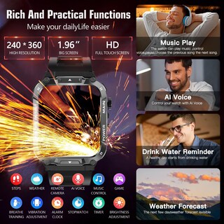 Foto 5 | Reloj Inteligente Hvlgmrc Military para Hombre con Monitor de Llamadas y Actividad Física - Venta Internacional