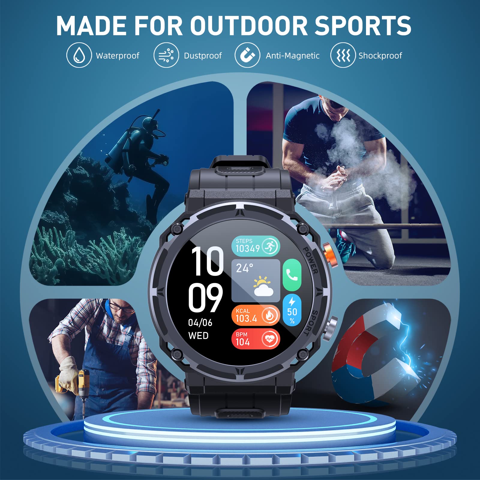 Foto 4 pulgar | Reloj Inteligente Pureroyi 5atm Impermeable con Bluetooth Call Men - Venta Internacional