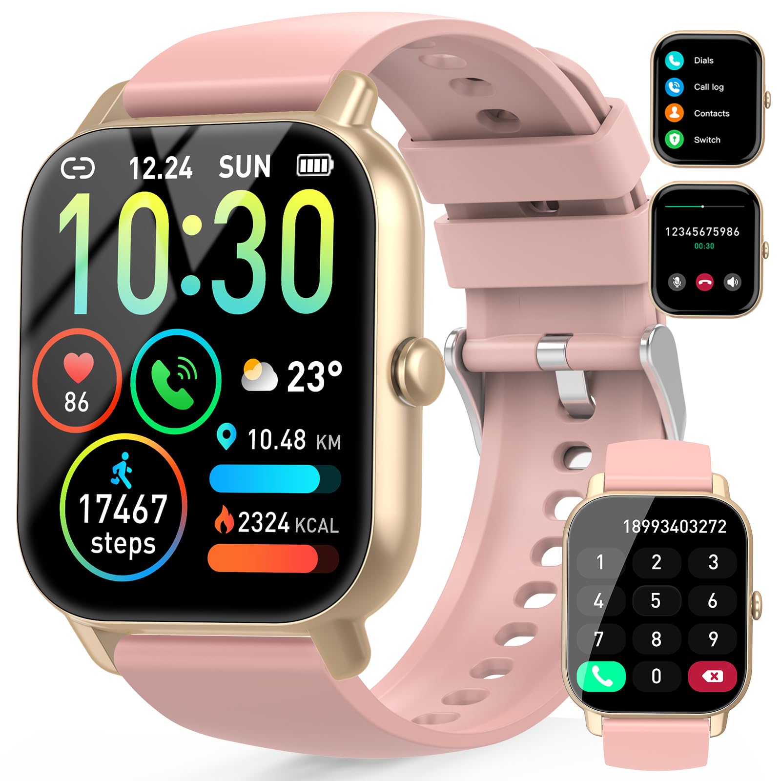 Reloj Inteligente Ddidbi para Mujer con Llamadas - Frecuencia Cardiaca Ip68  Rosa - Venta Internacional