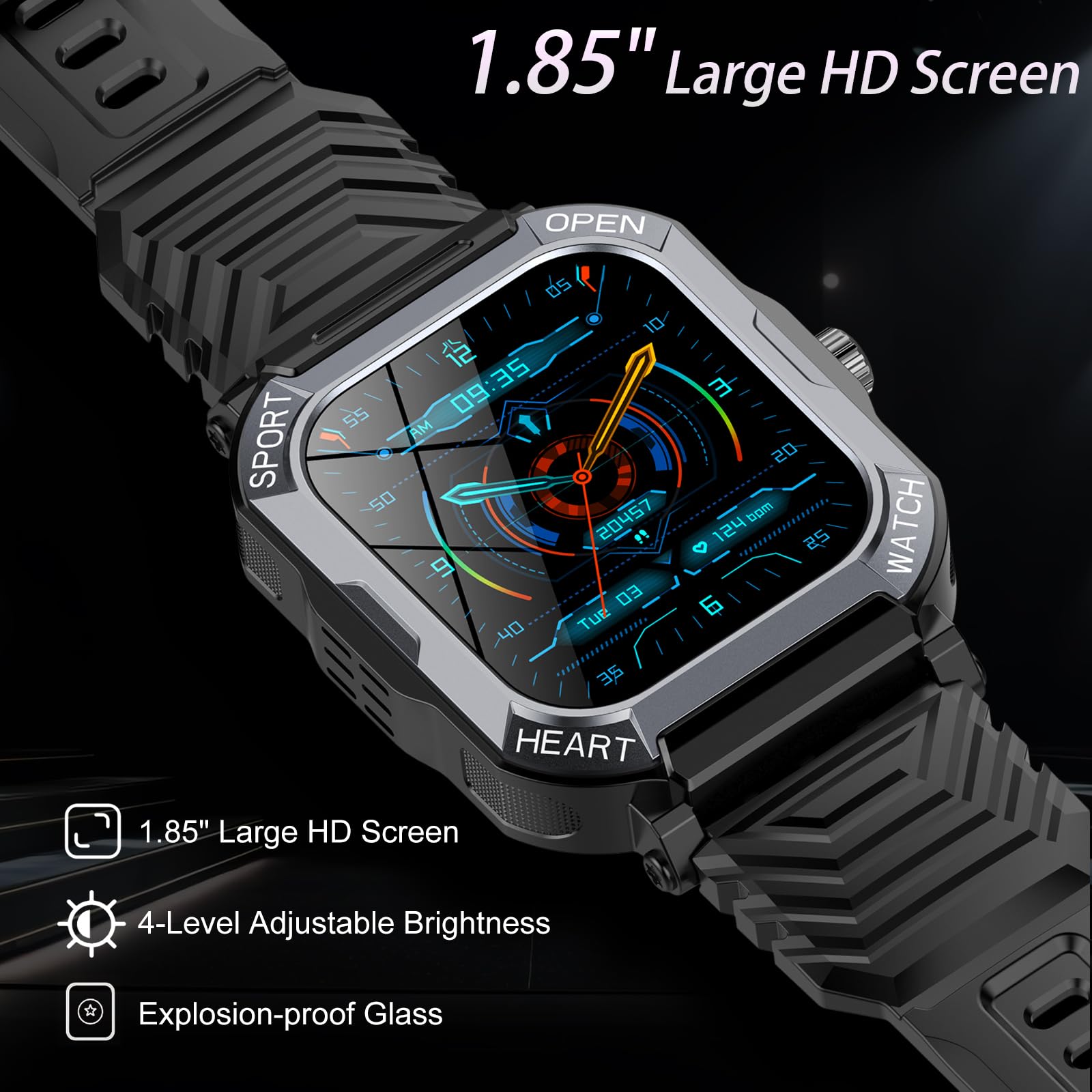 Foto 2 | Monitor de Actividad Física Smartwatch Xinwld H30 de 1,85 Pulgadas Frecuencia Cardíaca Ip68 - Venta Internacional