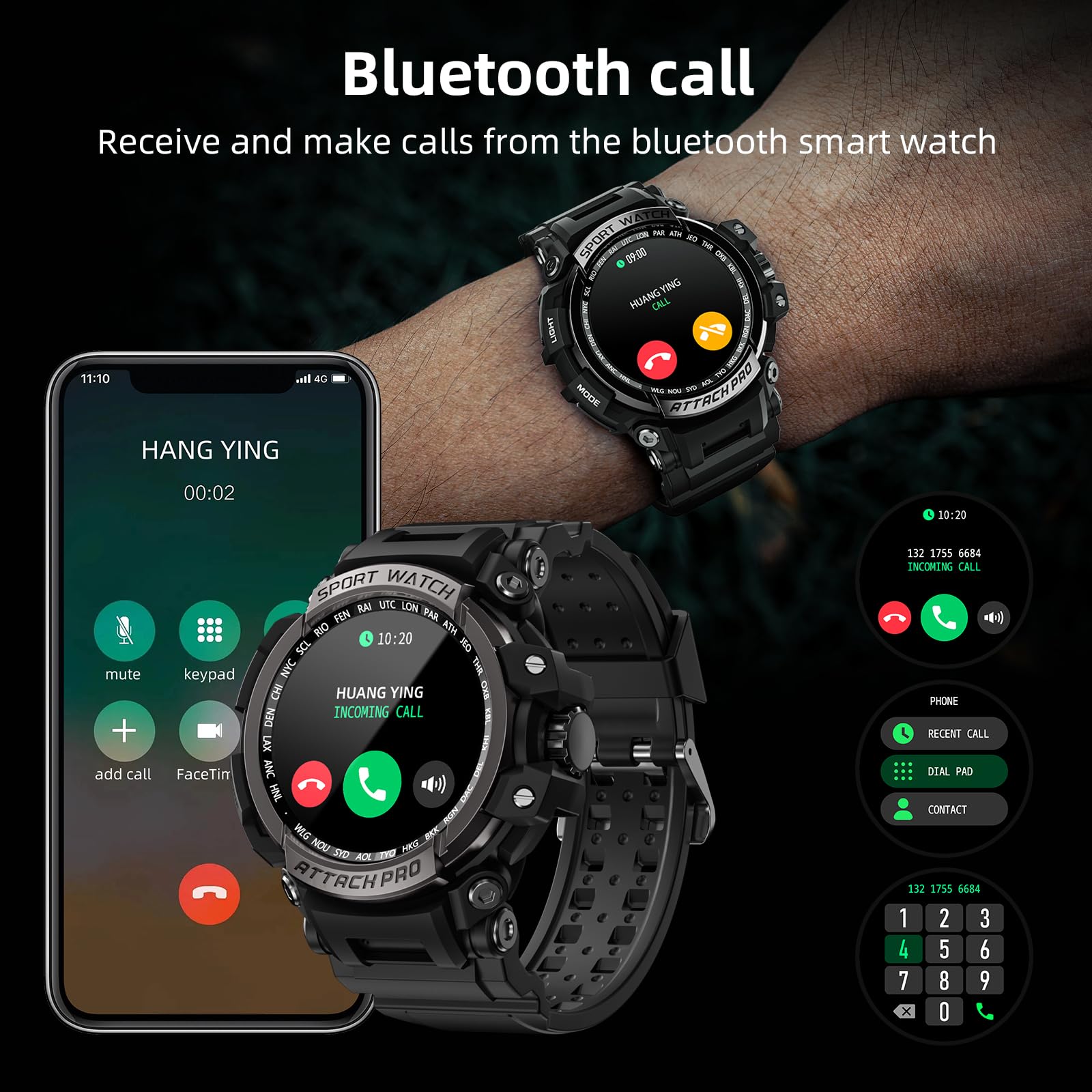 Foto 3 pulgar | Reloj Inteligente Lokmat Military 5atm/ip68k Impermeable para Hombre - Venta Internacional