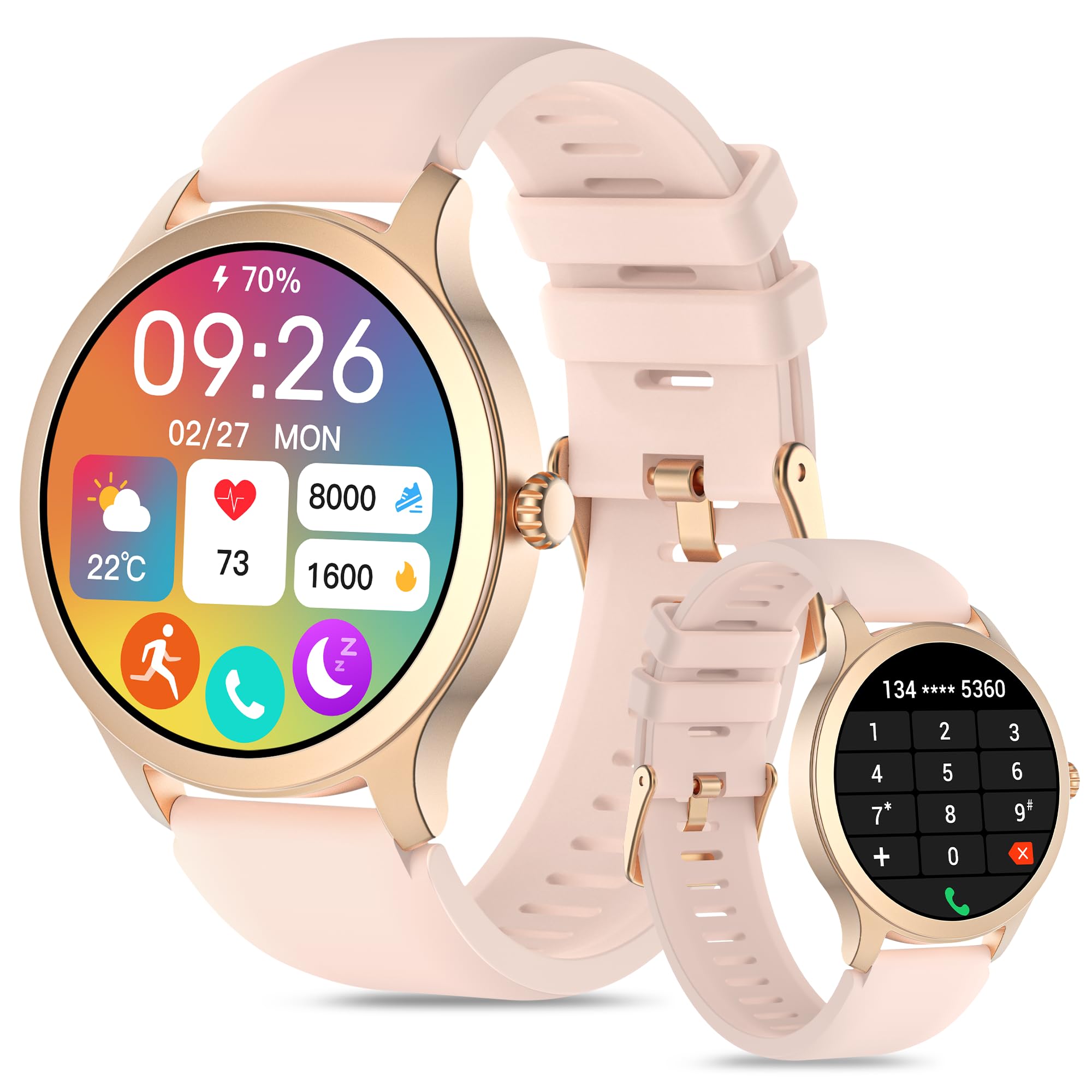 Reloj Inteligente Tensky Rosa 1.32 Pulgadas IP68 para Mujer - Venta Internacional $1,737