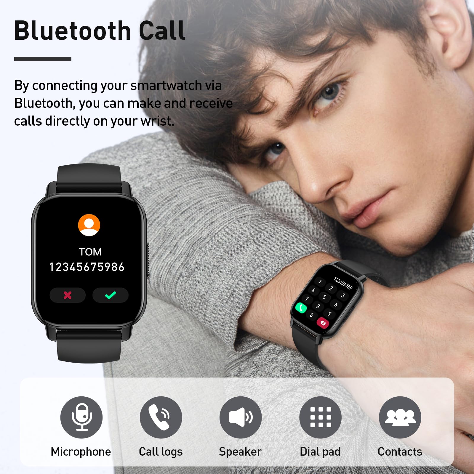 Foto 3 pulgar | Reloj Inteligente Poounur de 1.85 Pulgadas Bluetooth Call 112 Modos Deportivos IP - Venta Internacional