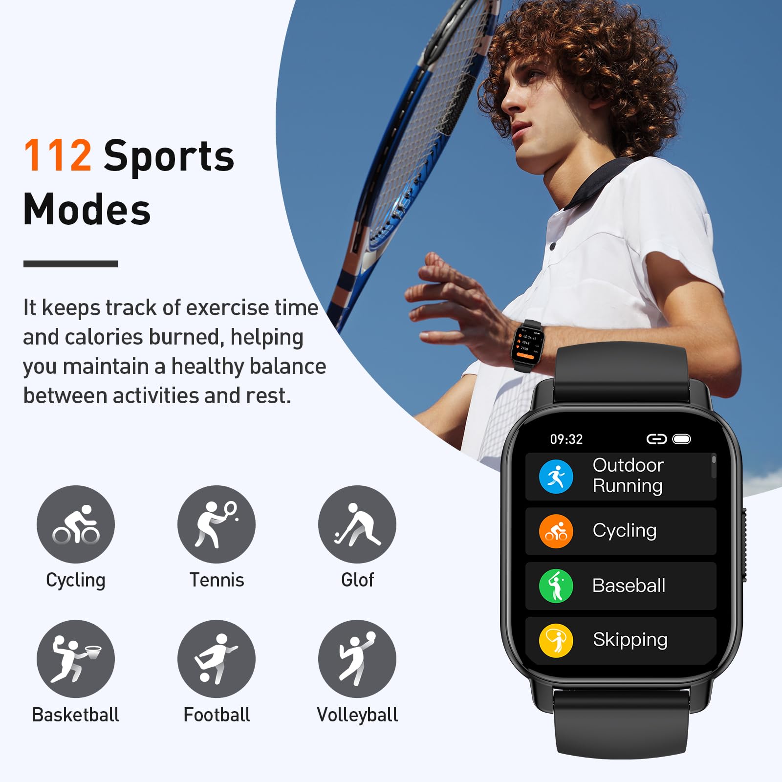 Foto 5 pulgar | Reloj Inteligente Poounur de 1.85 Pulgadas Bluetooth Call 112 Modos Deportivos IP - Venta Internacional