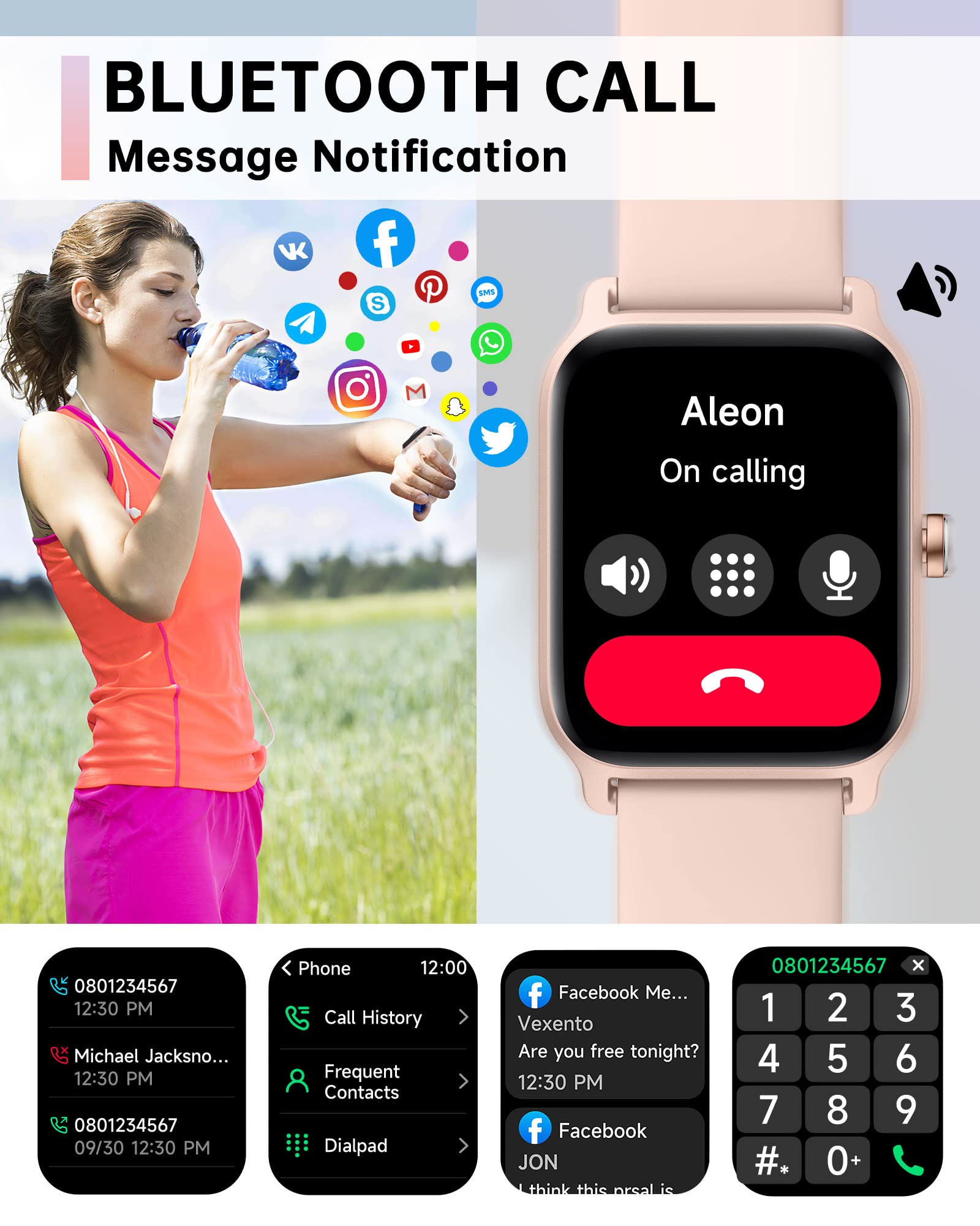 Foto 3 pulgar | Reloj Smartwatch Vrpefit Rosa con Bluetooth-Venta Internacional