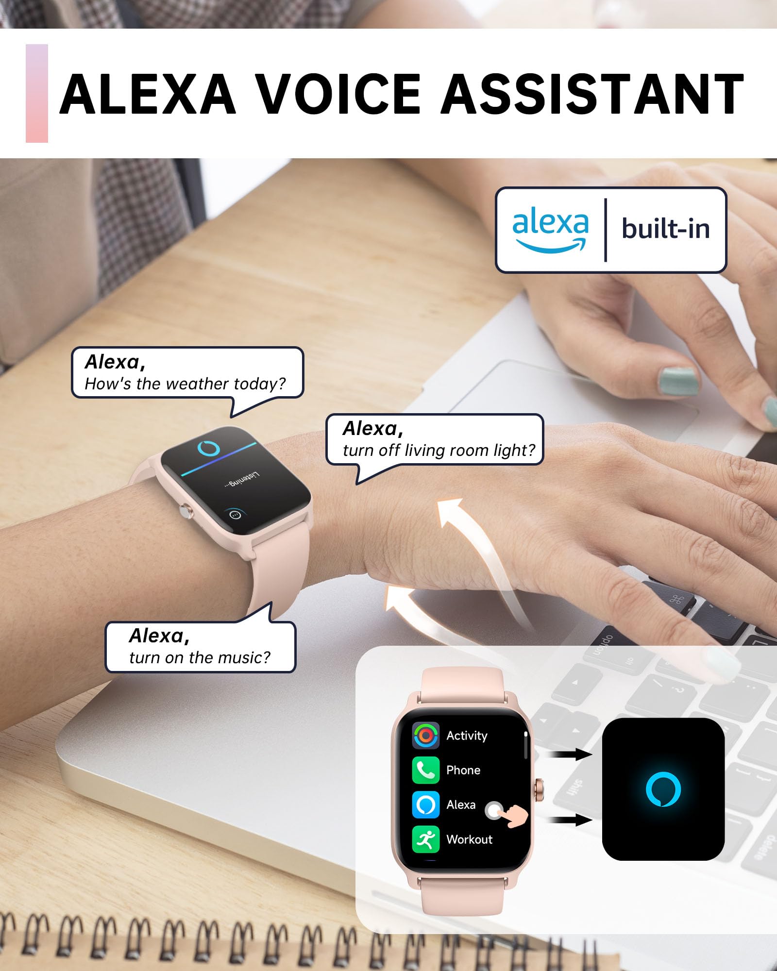 Foto 4 pulgar | Reloj Smartwatch Vrpefit Rosa con Bluetooth-Venta Internacional