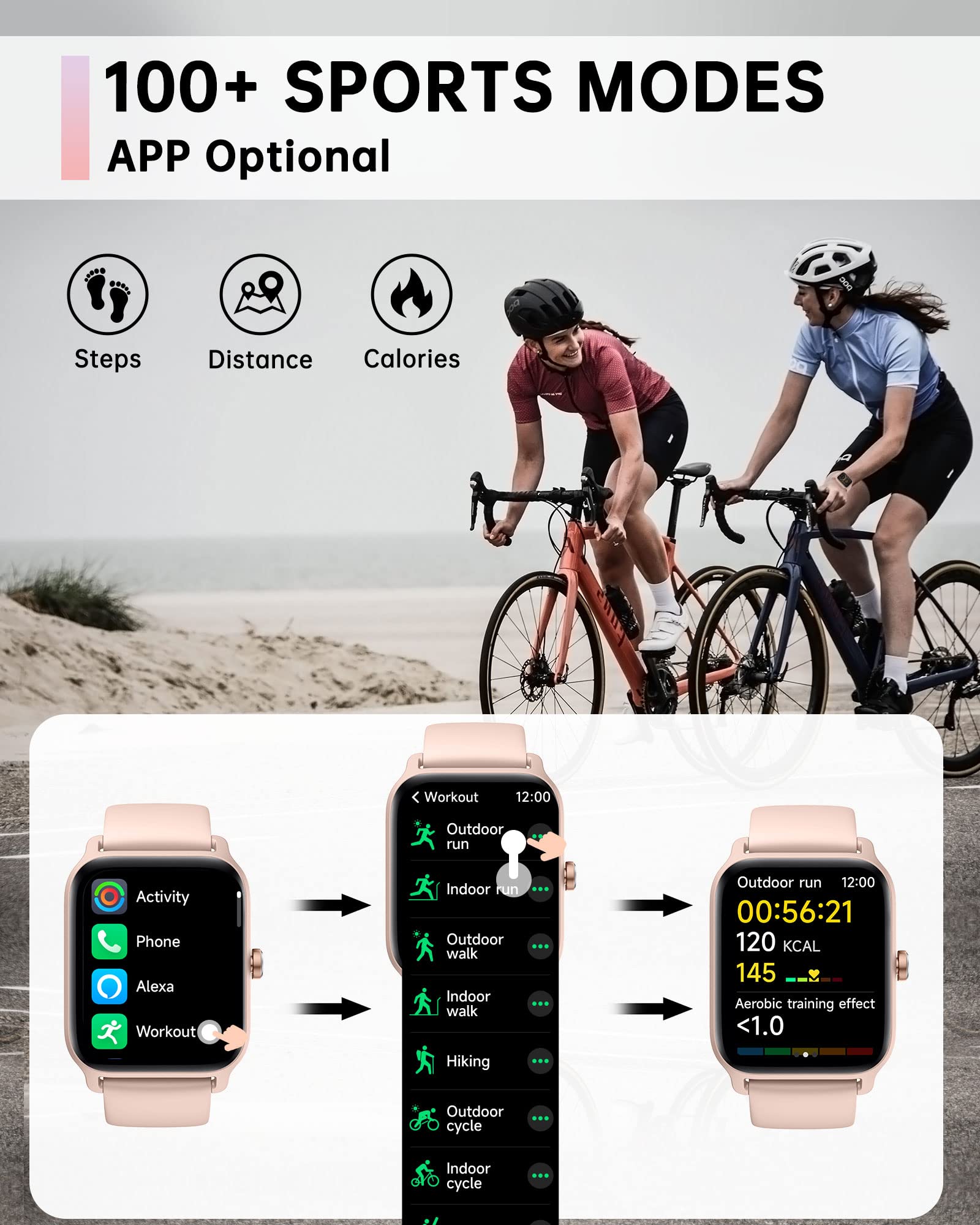 Foto 6 pulgar | Reloj Smartwatch Vrpefit Rosa con Bluetooth-Venta Internacional
