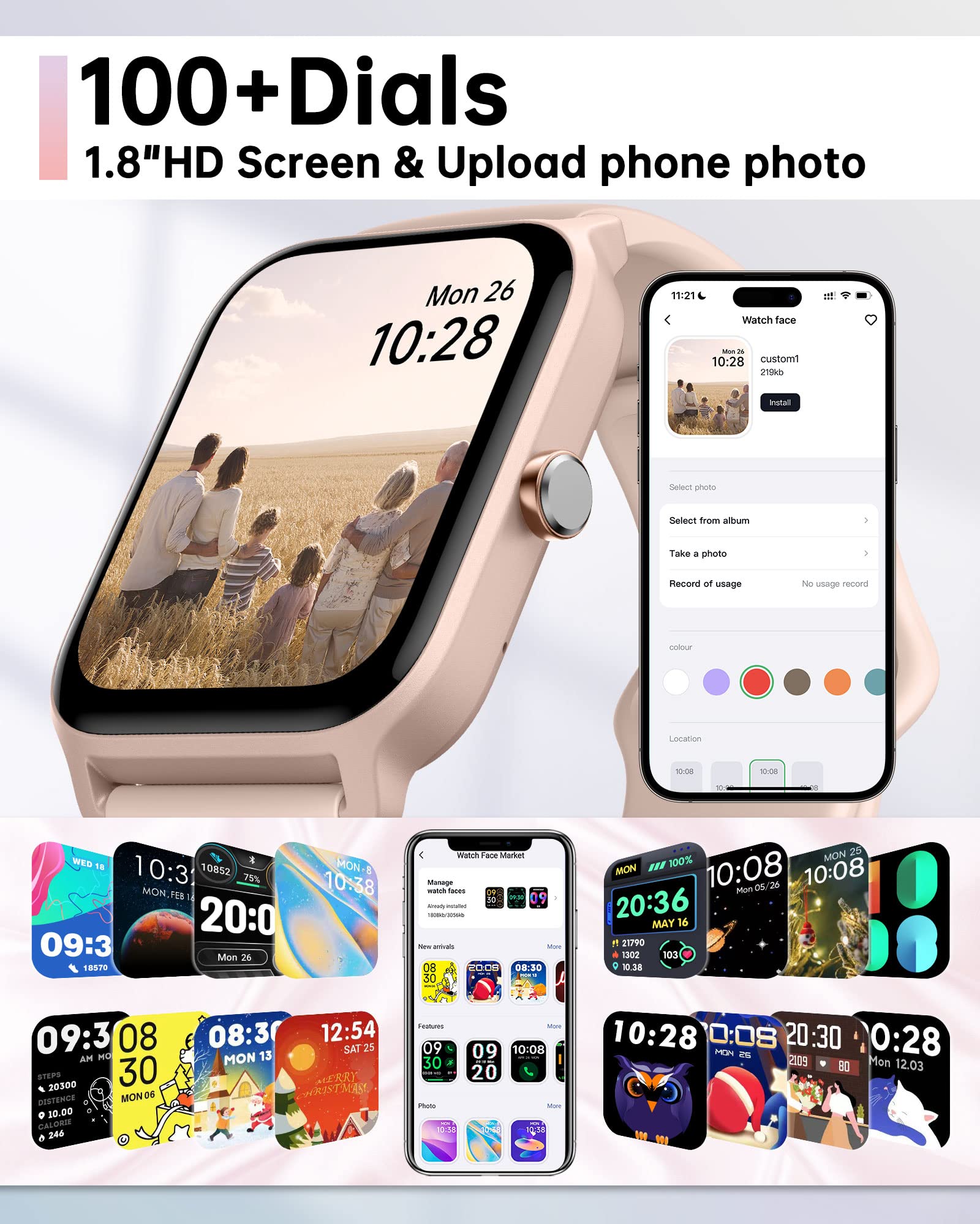 Foto 8 pulgar | Reloj Smartwatch Vrpefit Rosa con Bluetooth-Venta Internacional