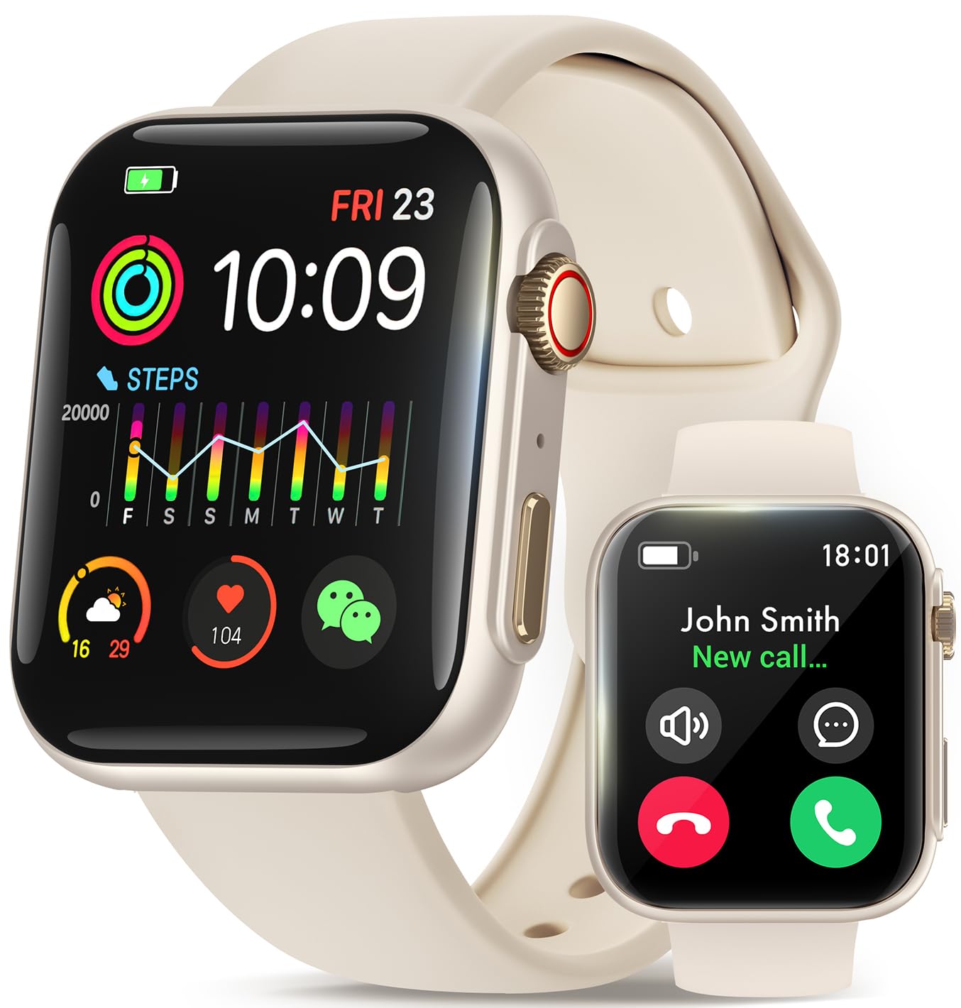 Reloj Smartwatch Zombazi Beige con Bluetooth-Venta Internacional