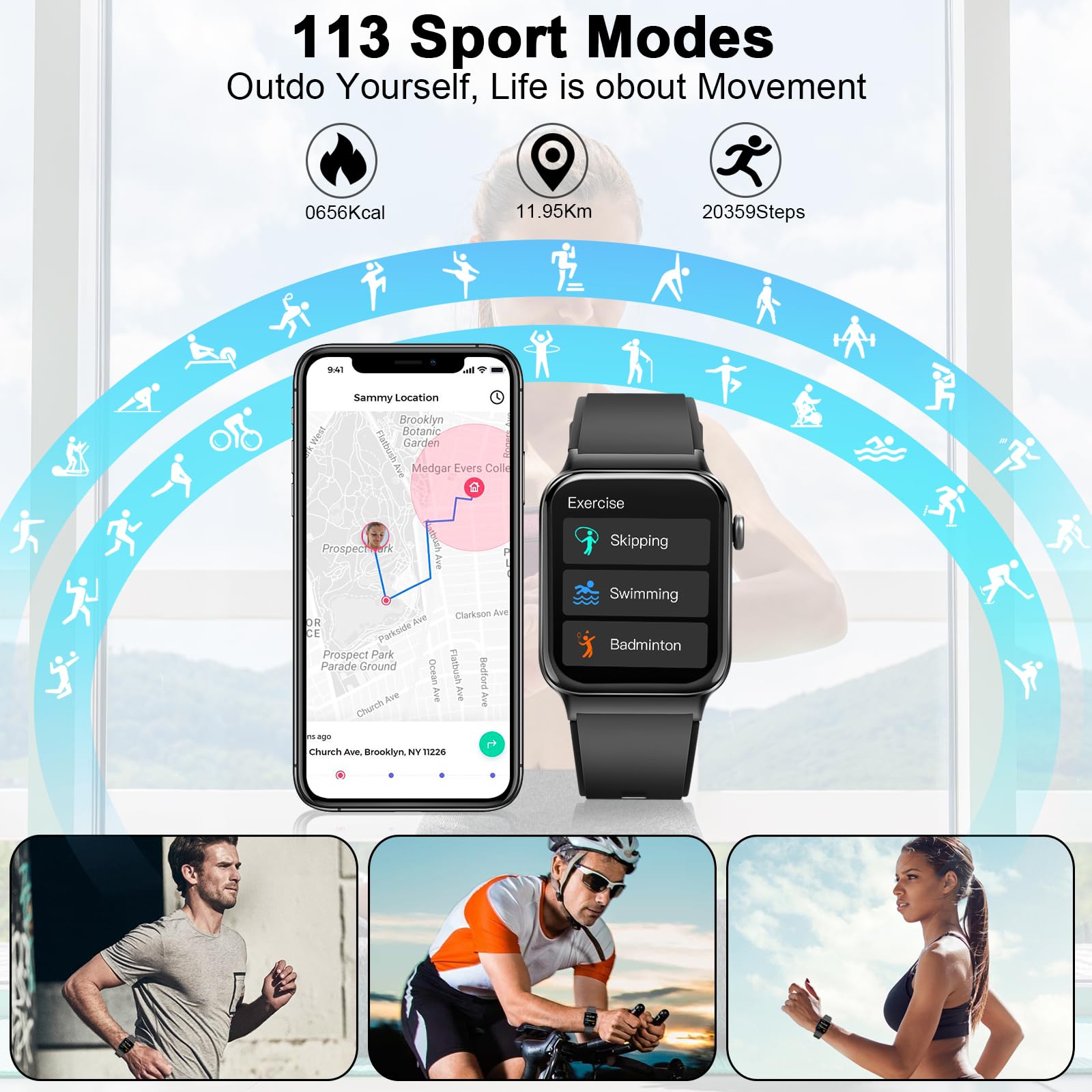 Foto 7 pulgar | Reloj Inteligente Uque 2024 De 1,85 Pulgadas con 113 Modos Deportivos Ip68 Waterpro - Venta Internacional