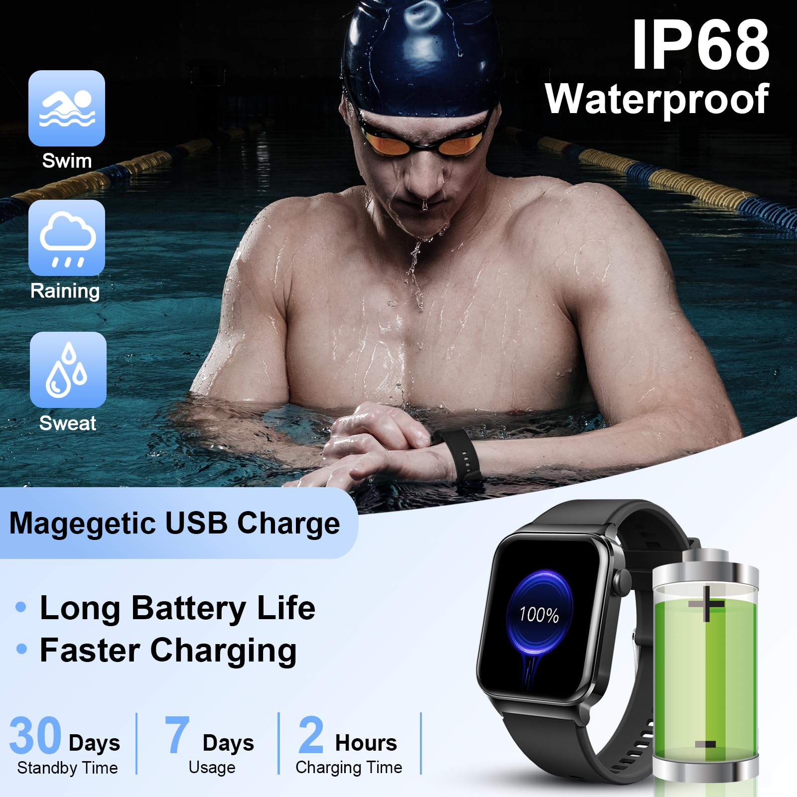 Foto 8 pulgar | Reloj Inteligente Uque 2024 De 1,85 Pulgadas con 113 Modos Deportivos Ip68 Waterpro - Venta Internacional