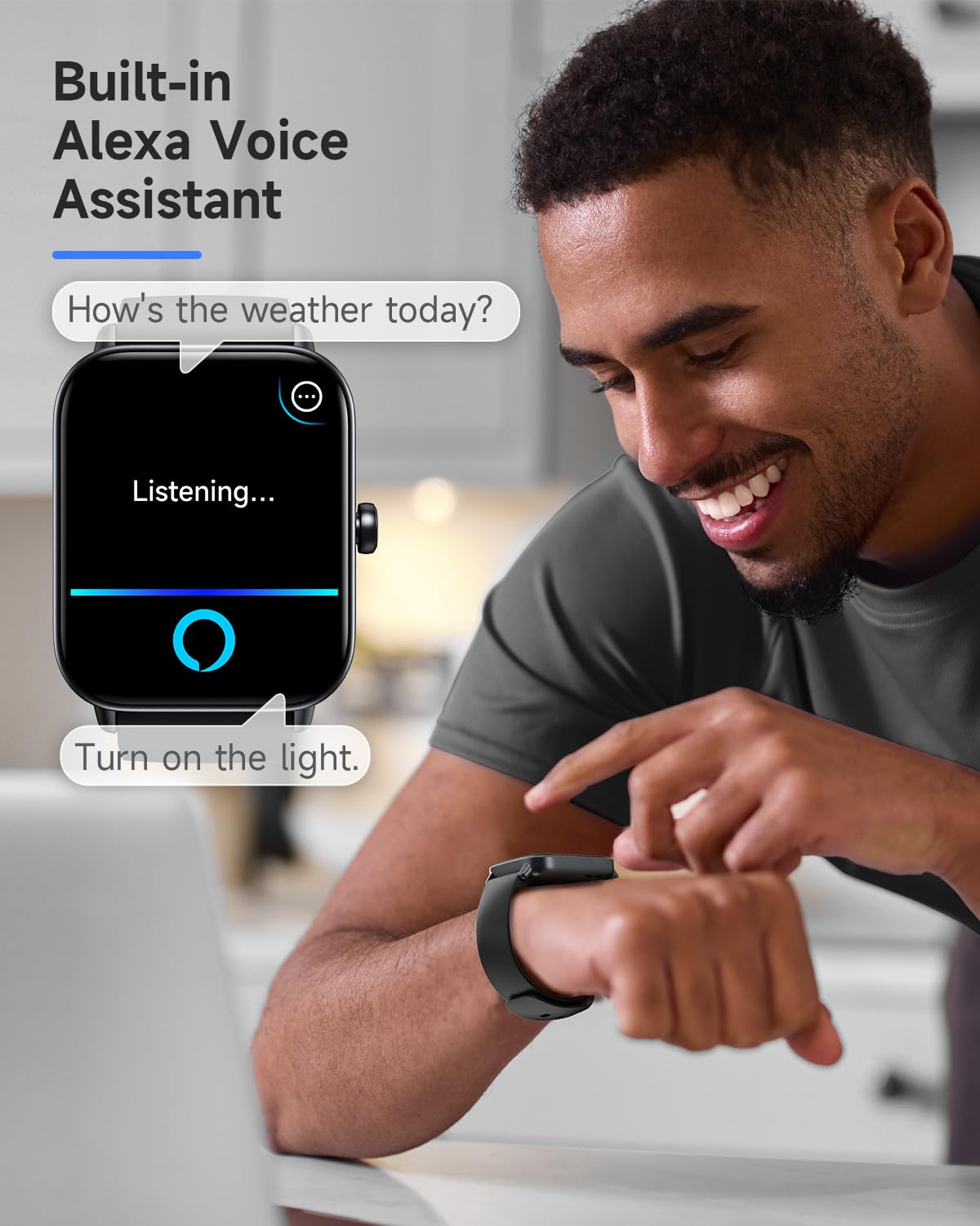 Foto 3 pulgar | Reloj Inteligente Toobur Alexa Integrado De 1.8 Pulgadas Con Android IOS Ip68 - Venta Internacional