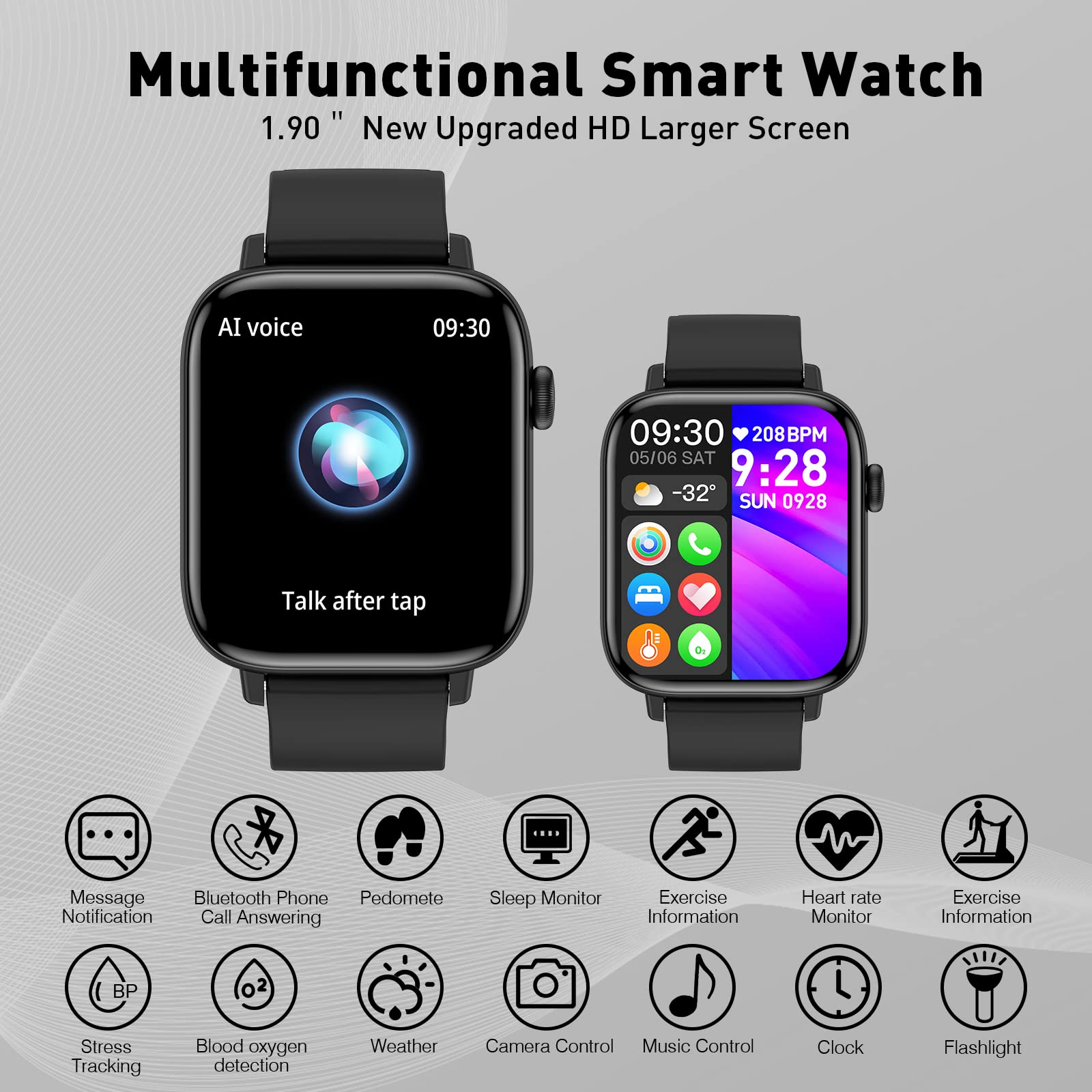 Foto 4 pulgar | Reloj Inteligente Pjyubvor Hd De 1,9 Pulgadas Con Pantalla Completa para Android/ios - Venta Internacional