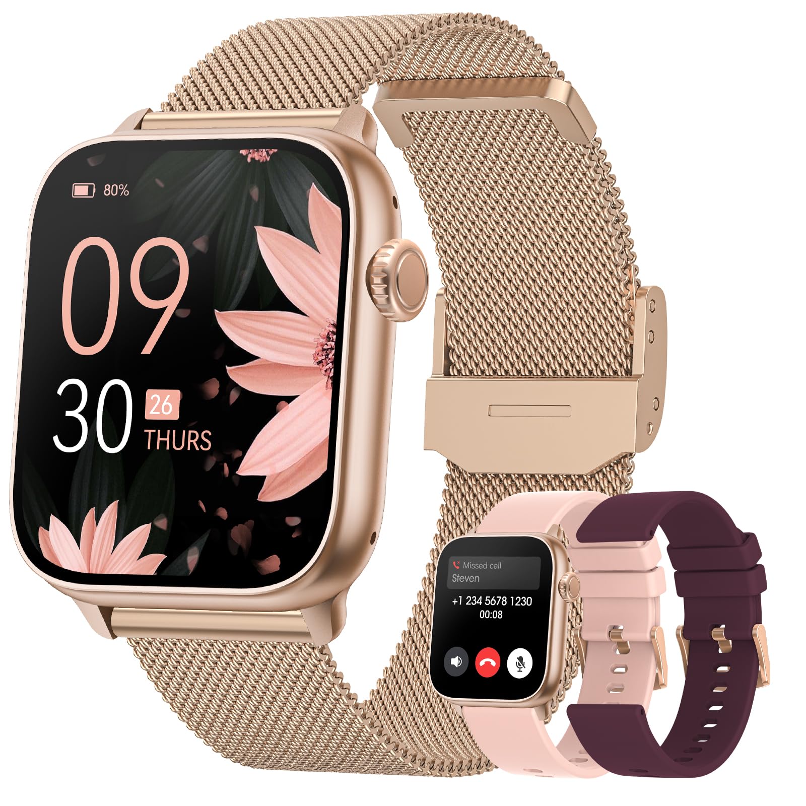 Foto 2 pulgar | Reloj Smartwatch Akumaka Rosa con Bluetooth-Venta Internacional