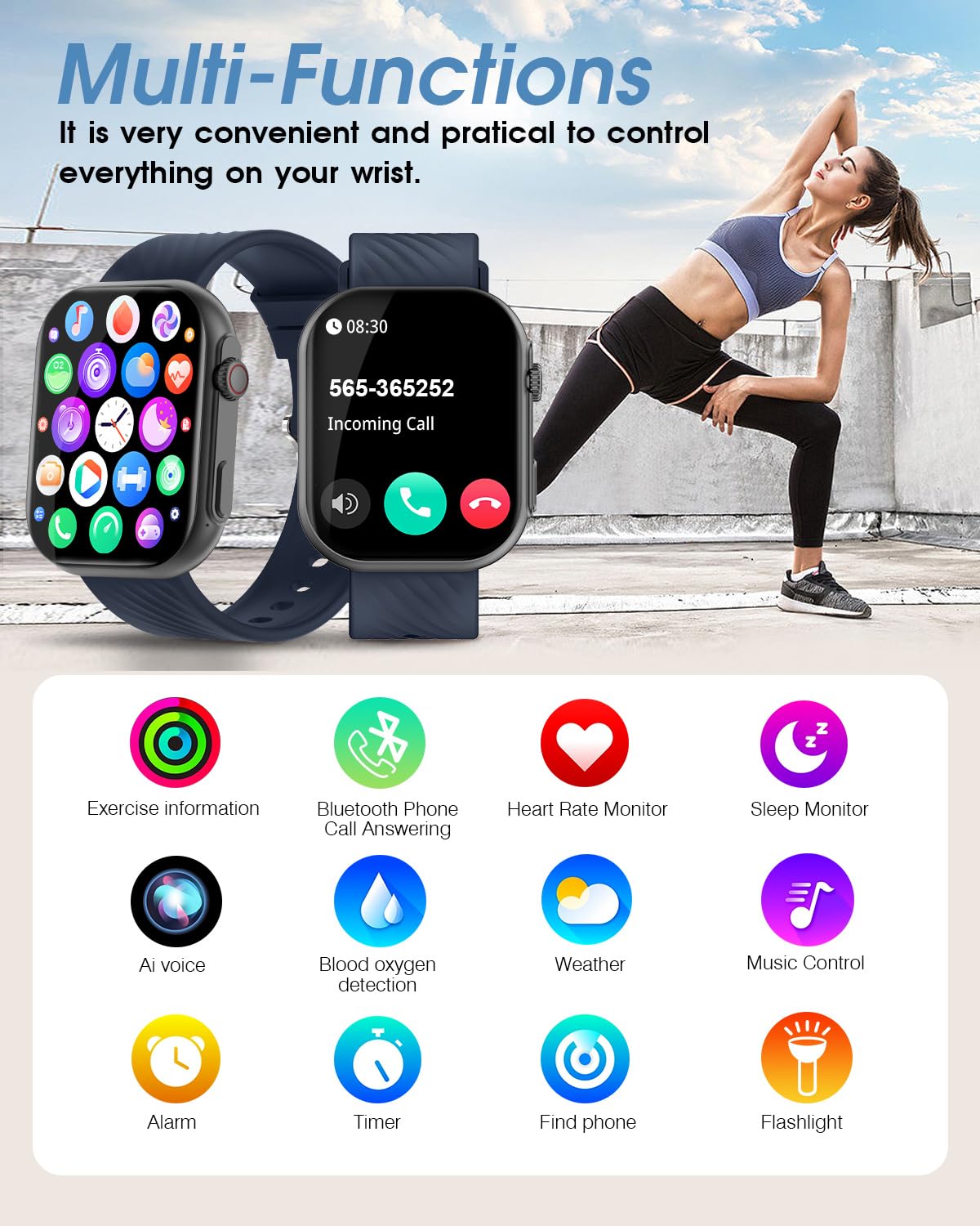 Foto 5 pulgar | Reloj Inteligente Bybukckr 2 Android IOS Ip68 Azul - Venta Internacional